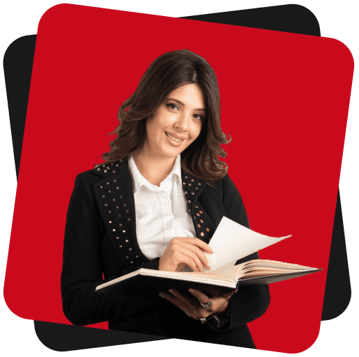 Professional woman reviewing documents or educational materials